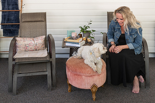 Psychic Sophia - Image of Sonja Anderson and Puppy - Photo By Carla Lehman Photography
